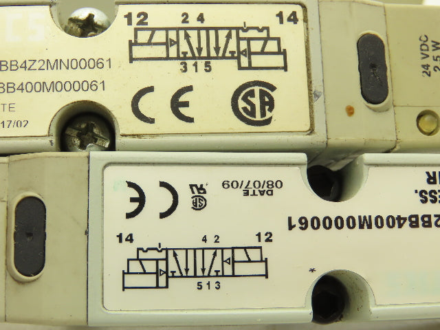 Numatics 122BB4Z2MN00061 Solenoid Valve 150 PSIG 24VDC 2.5W W/Bridge Lot Of 4