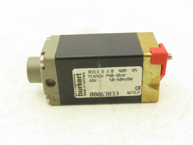 Burkert 0313 D 2.0 NBRMS Magnetic Solenoid Valve PN0-8BAR 48V 50/60 HZ 1/8"