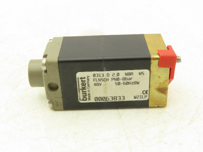 Burkert 0313 D 2.0 NBRMS Magnetic Solenoid Valve PN0-8BAR 48V 50/60 HZ 1/8"