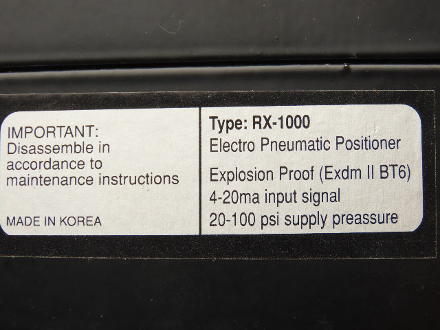 Radius RX-1000-2 Rotary Electro-Pneumatic Positioner 20-100 PSI 2 Port 1/4" NPT