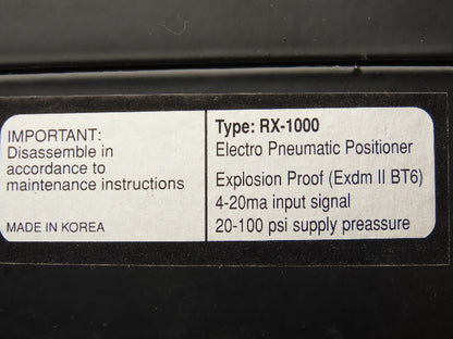 Radius RX-1000-2 Rotary Electro-Pneumatic Positioner 20-100 PSI 2 Port 1/4" NPT