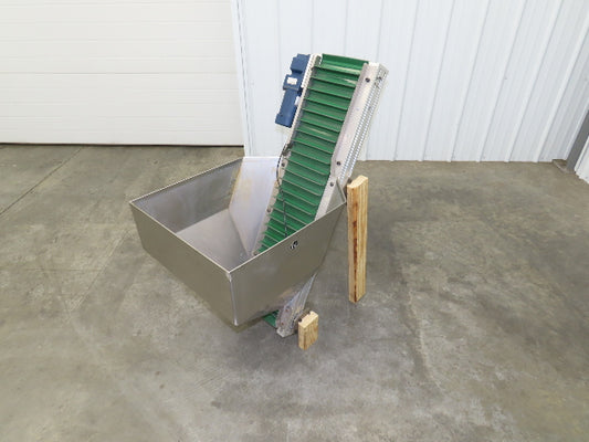 Stainless Hopper Small Parts Feeder Floorbin Elevator 8"x 40"H Conveyor 220V 1PH