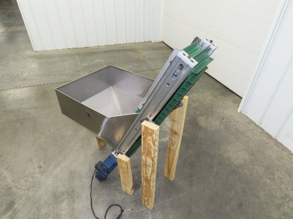Stainless Hopper Small Parts Feeder Floorbin Elevator 8"x 48"H Conveyor 220V 1PH