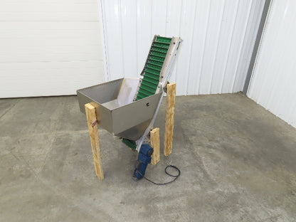 Stainless Hopper Small Parts Feeder Floorbin Elevator 8"x 48"H Conveyor 220V 1PH