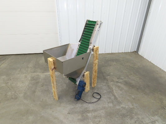 Stainless Hopper Small Parts Feeder Floorbin Elevator 8"x 48"H Conveyor 220V 1PH