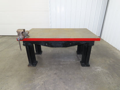 Vintage Precision 2-1/4" Steel Welding Layout Table 66x36" Cast Iron Wilton Vise