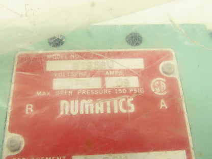 Numatics 91956U Pneumatic Solenoid Valve 150psi 120VAC