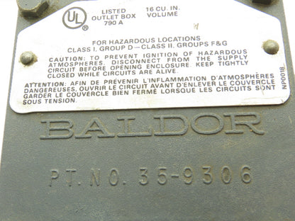 Baldor VM7006A AC Motor 1/2Hp 1725rpm 208-230/460 3Ph 56C TEFC Haz Loc