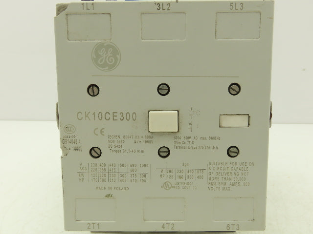General Electric CK10CE300 Motor Starter Contactor 500A 400Hp 600V 3Ph 24V Coil