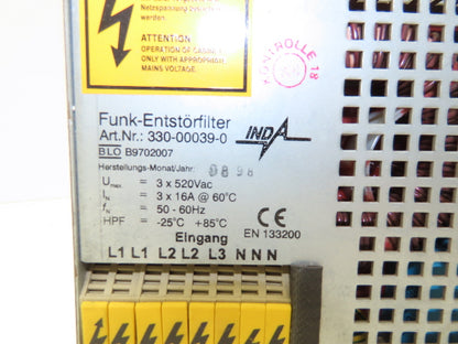 Inda 330-00039-0 Power Supply Radio Interference Suppressor Filter Module