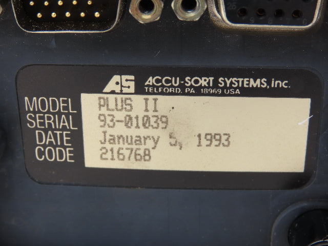 Accu-Sort Systems Inc Model 30 Laser Barcode Scanner Plus II 1A 12VDC Class II