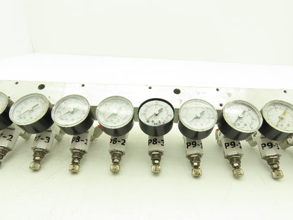 SMC ARJ310-N01-X204 15 Regulator Manifold with 16PSI Gauges