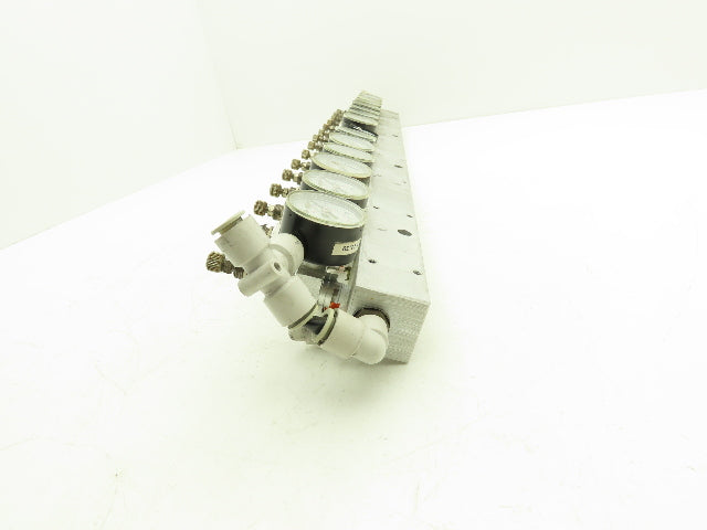 SMC ARJ310-N01-X204 15 Regulator Manifold with 16PSI Gauges