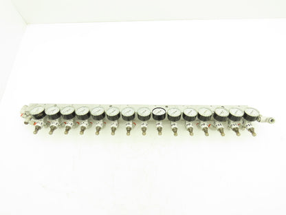 SMC ARJ310-N01-X204 15 Regulator Manifold with 16PSI Gauges