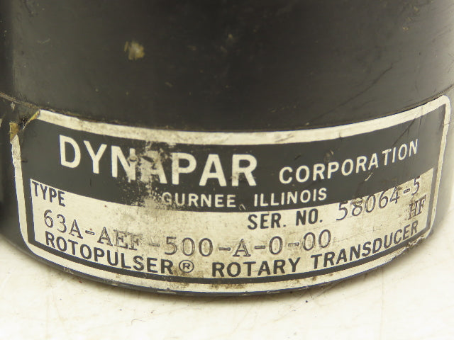 Dynapar 63A-AEF-500-A-0-00 Rotopulser Rotary Transducer Incremental Encoder
