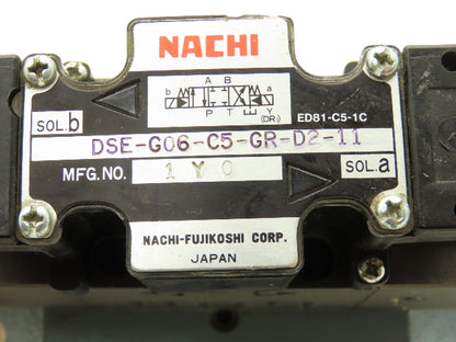 Nachi DSE-G06-C5-GR-D2-11 Hydraulic Directional Control Solenoid Valve 24VDC 3/4