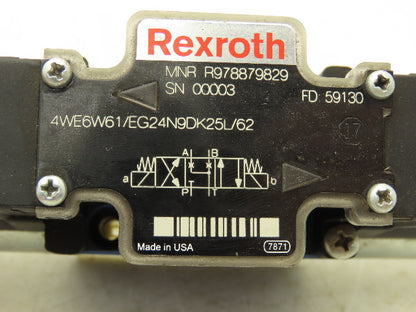 Rexroth 4WE6W61/EG24N9DK25L/62 Directional Solenoid Valve 24VDC 4/3 R978879829