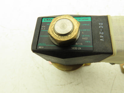 CKD 5830-2H AB3X Pneumatic Air Solenoid Valve 12-24VDC 1/4" NPT 0.2 Mpa Lot of 2