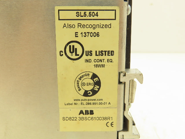 ABB SD822 3BSC610038R1 Power Supply 24VDC 5A Output - 115/230VAC 	Input