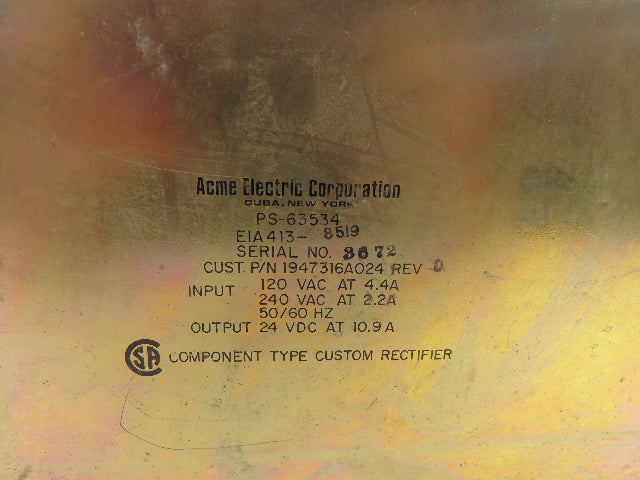 Bailey NPSI03 Network 90 24VDC Power Supply Module Custom Rectifier 120/240VAC