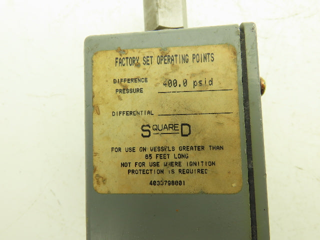 Square D GJW-1 Differential Pressure Switch 15-825PSID Class 9012 600VAC/DC