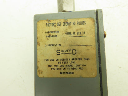 Square D GJW-1 Differential Pressure Switch 15-825PSID Class 9012 600VAC/DC