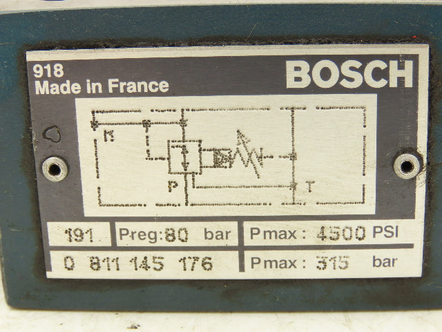 Bosch Rexroth 0 811 145 176 Hydraulic Pressure Relief Sandwich Valve 4500 PSI