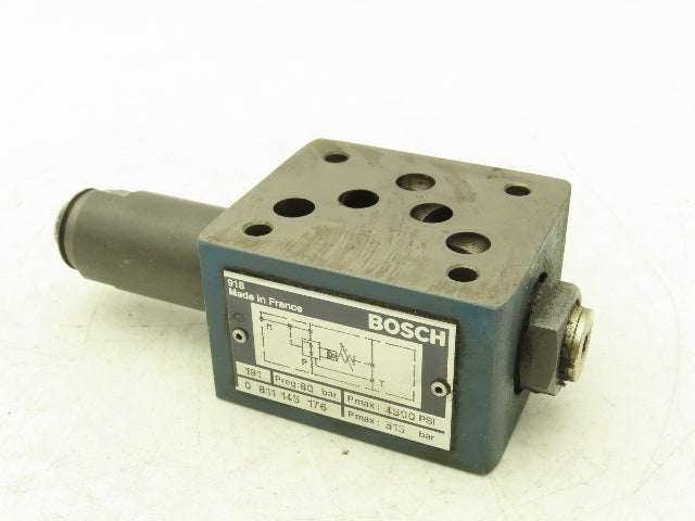 Bosch Rexroth 0 811 145 176 Hydraulic Pressure Relief Sandwich Valve 4500 PSI