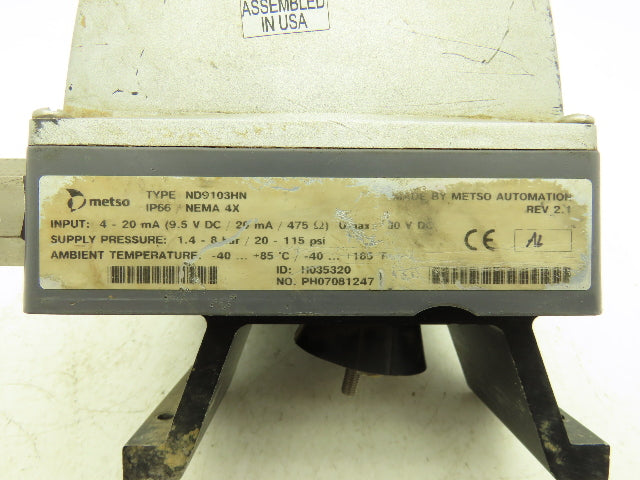 Metso Automation ND9103HN Valve Positioner Supply Pressure 1.4-8Bar 4-20mA 30VDC