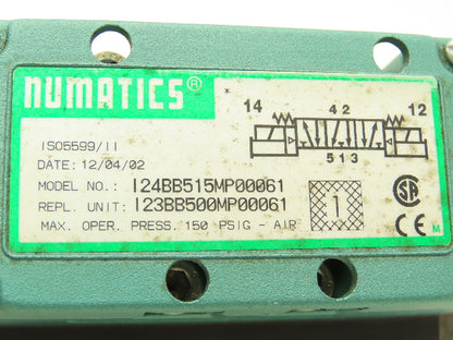 Numatics I24BB515MP00061 Dual Pneumatic Solenoid Valve 4/3 Way 150 PSI 24VDC