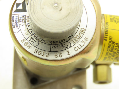 Versa ESM 8012 66 Z CLL36 Solenoid Valve 75psi 120V 1/4"npt Manifold  Lot of 2