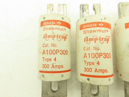 Gould Shawmut A100P300 Amp Trap Fuse Fast Acting 300A 1000VAC Blade Mt Lot Of 3