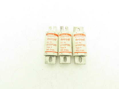 Gould Shawmut A100P300 Amp Trap Fuse Fast Acting 300A 1000VAC Blade Mt Lot Of 3