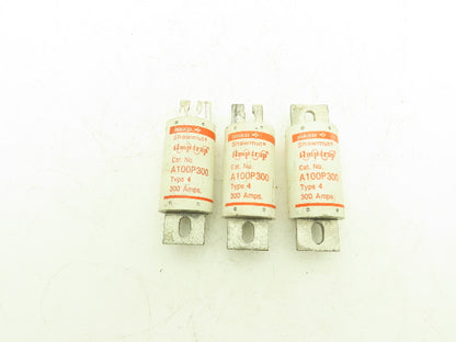 Gould Shawmut A100P300 Amp Trap Fuse Fast Acting 300A 1000VAC Blade Mt Lot Of 3