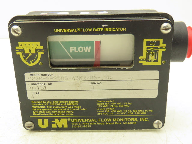 UFM Universal Flow Monitors 02GM-2-250S-A3WR-RG-.2D Flowmeter 3/8"NPT
