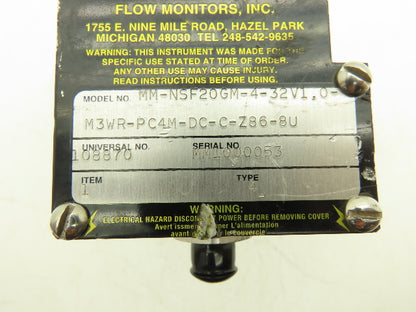UFM Flow MM-NSF20GM-4-32V1.0-M3WR-PC4M-DC-C-Z86-8U Flow Monitor 1/2"NPT 20 GPM