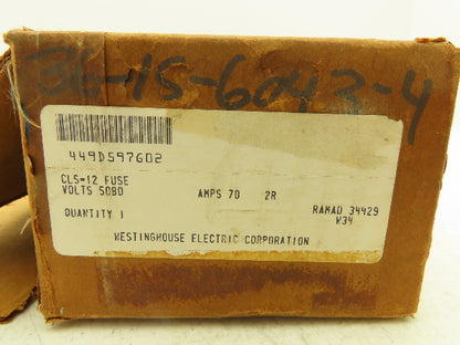 Westinghouse 449D597G02 CLS-12 Fuse Single Barrel 3" Dia 70AMP 5.08KV