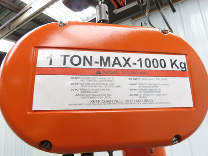 CM Lodestar L 1 Ton Electric Chain Hoist 16 FPM 15' Lift 230/460 Volt 3PH