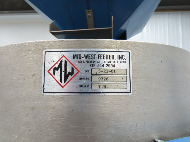 Mid West Vibratory Screw Feeder Bowl 15" Hopper 24x24" Hopper Foot Pedal Control