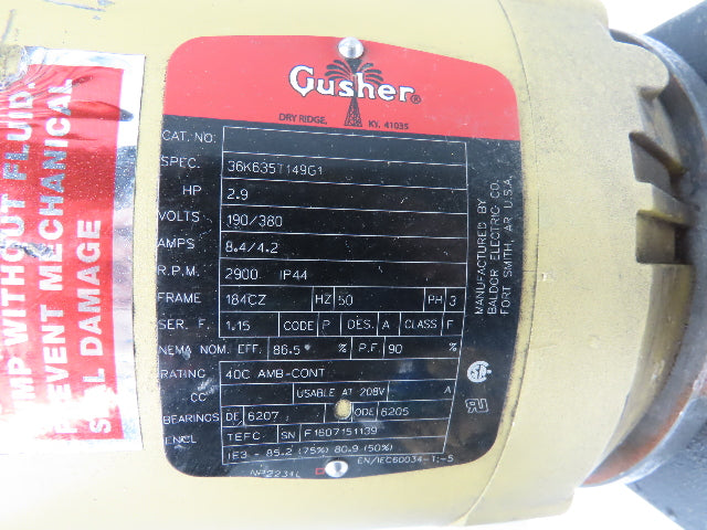 Gusher MSC4-10-500FJ Multi-Stage Immersion Coolant Pump 5Hp 230/460V 3PH 3/4"NPT