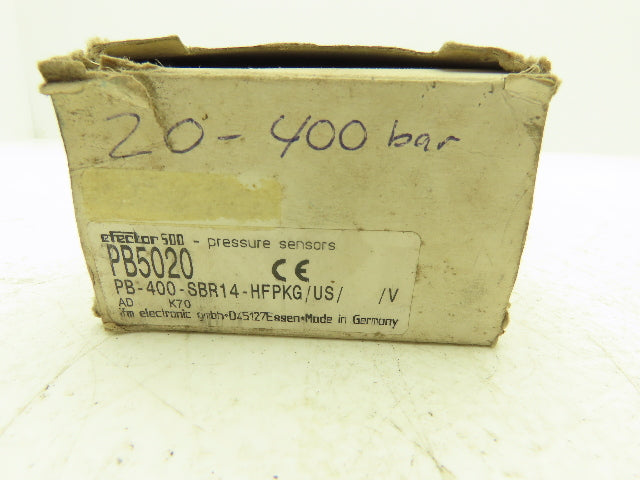 IFM PB5020 Efector Pressure Sensor 20-400 bar LED Display 1/4" NPT