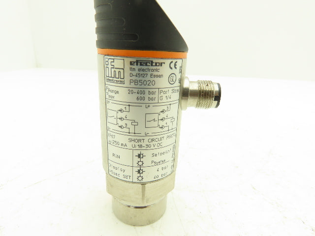 IFM PB5020 Efector Pressure Sensor 20-400 bar LED Display 1/4" NPT