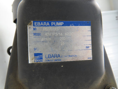 Ebara 40VTP3/16 62.2C Multi-Stage Immersion Coolant Pump 270L/min 2.2kw 460V 3PH