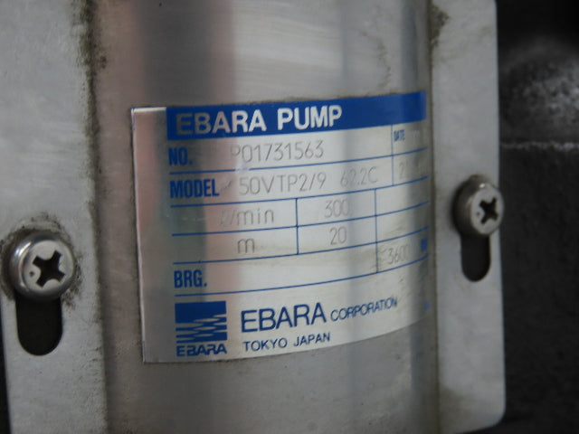 Ebara 50VTP2/9 62.2C Multi-Stage Immersion Coolant Pump 300L/min 2.2kw 460V 3PH