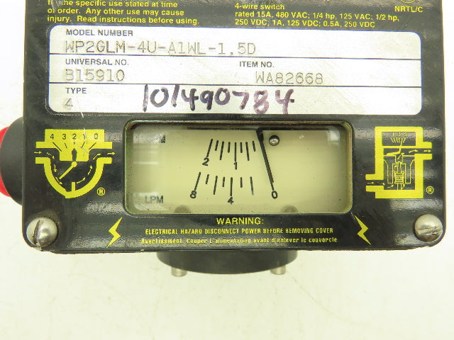 UFM WP2GLM-4U-A1WL-1.5D Flow Meter Monitor 1/2" NPT Port 2 GPM 3 Wire Switch
