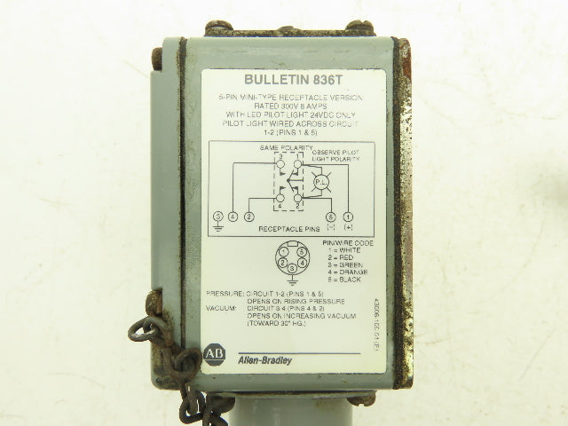 Allen Bradley 836T-T253JX21X15 Series A Pressure Control 6-30 PSI Diff Lot of 2