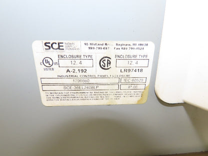 Saginaw SCE-36EL2408LP Electrical Enclosure Control Cabinet 36x24x8" Backplate