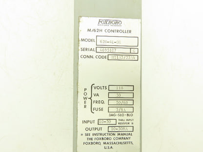 Foxboro H11A3/33A4 62H-4E-OH M/62H HMI Control Station 0 To 100 Dial 118V 30VA