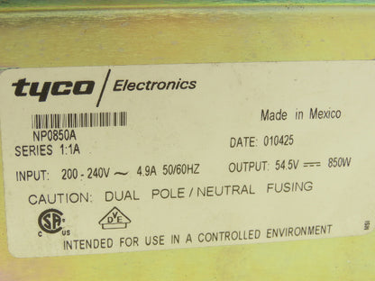 Tyco NP0850A Power Supply Input 4.9A 240VAC Output 54VDC 850W Series 1:1A