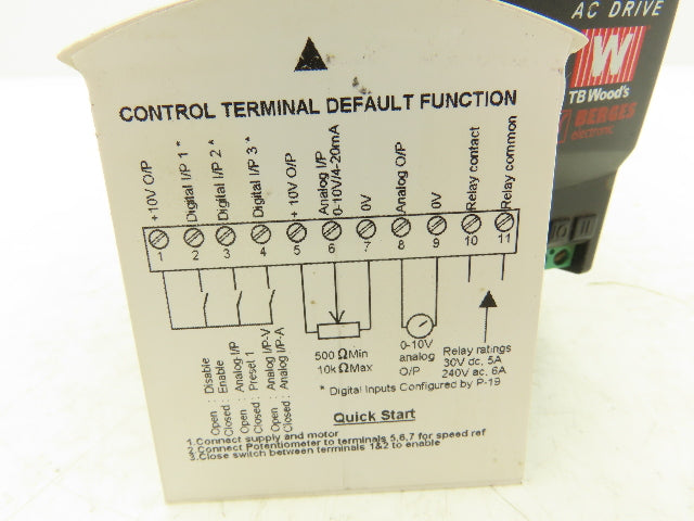 TB Woods 698672161985 AC Drive 1Hp 230V 1Ph In VFD S Series Single Phase Input